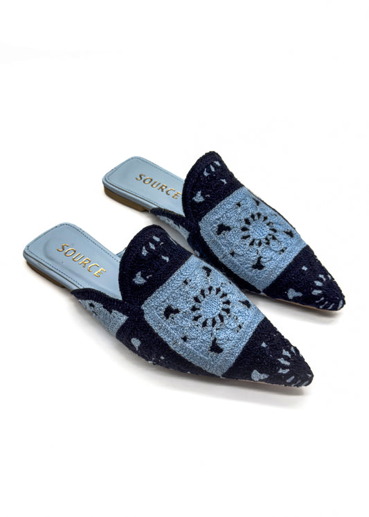 Cutwork Mules Blue Source