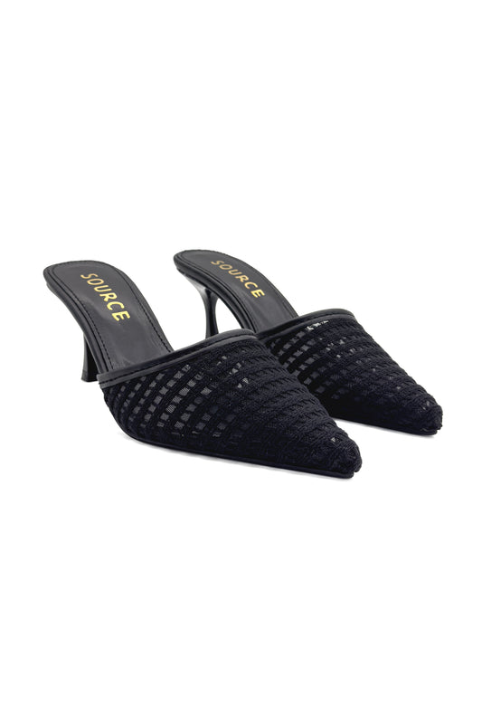 Black Lattice Bella Heels Source