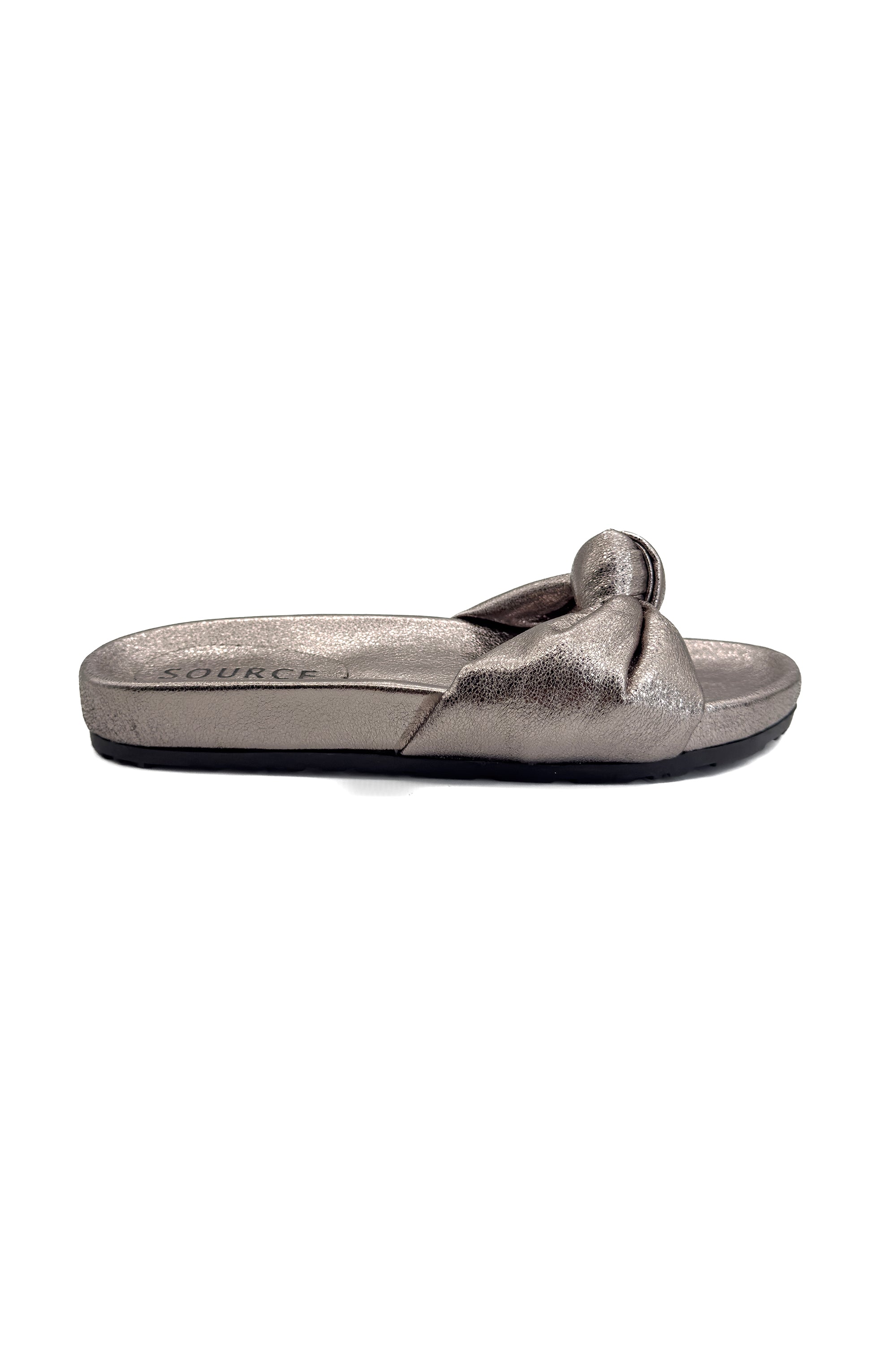Metallic Rose Twist Comfort Slides Source