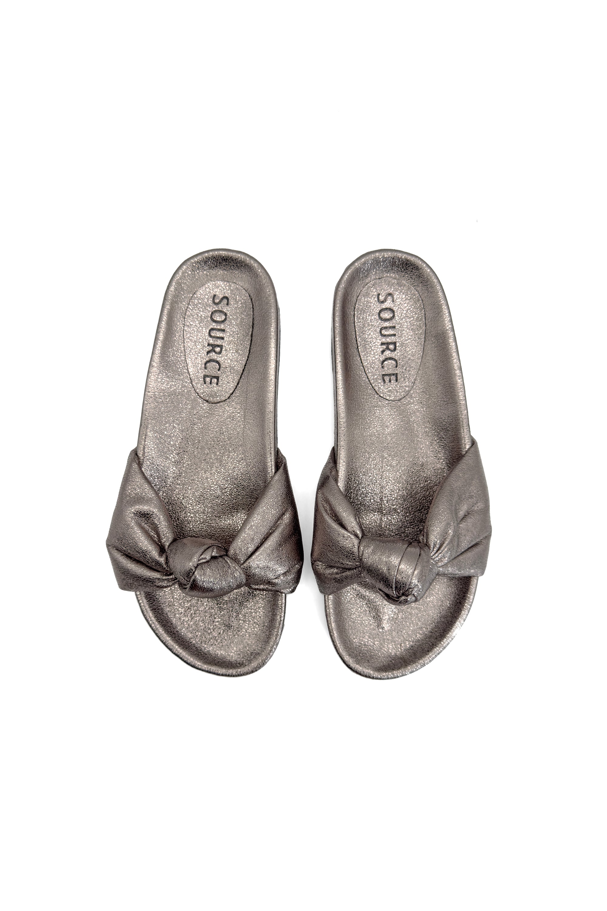 Metallic Rose Twist Comfort Slides Source