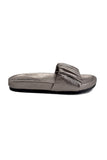 Metallic Smoke Ruched Slides Source