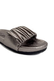 Metallic Smoke Ruched Slides Source