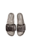 Metallic Smoke Ruched Slides Source