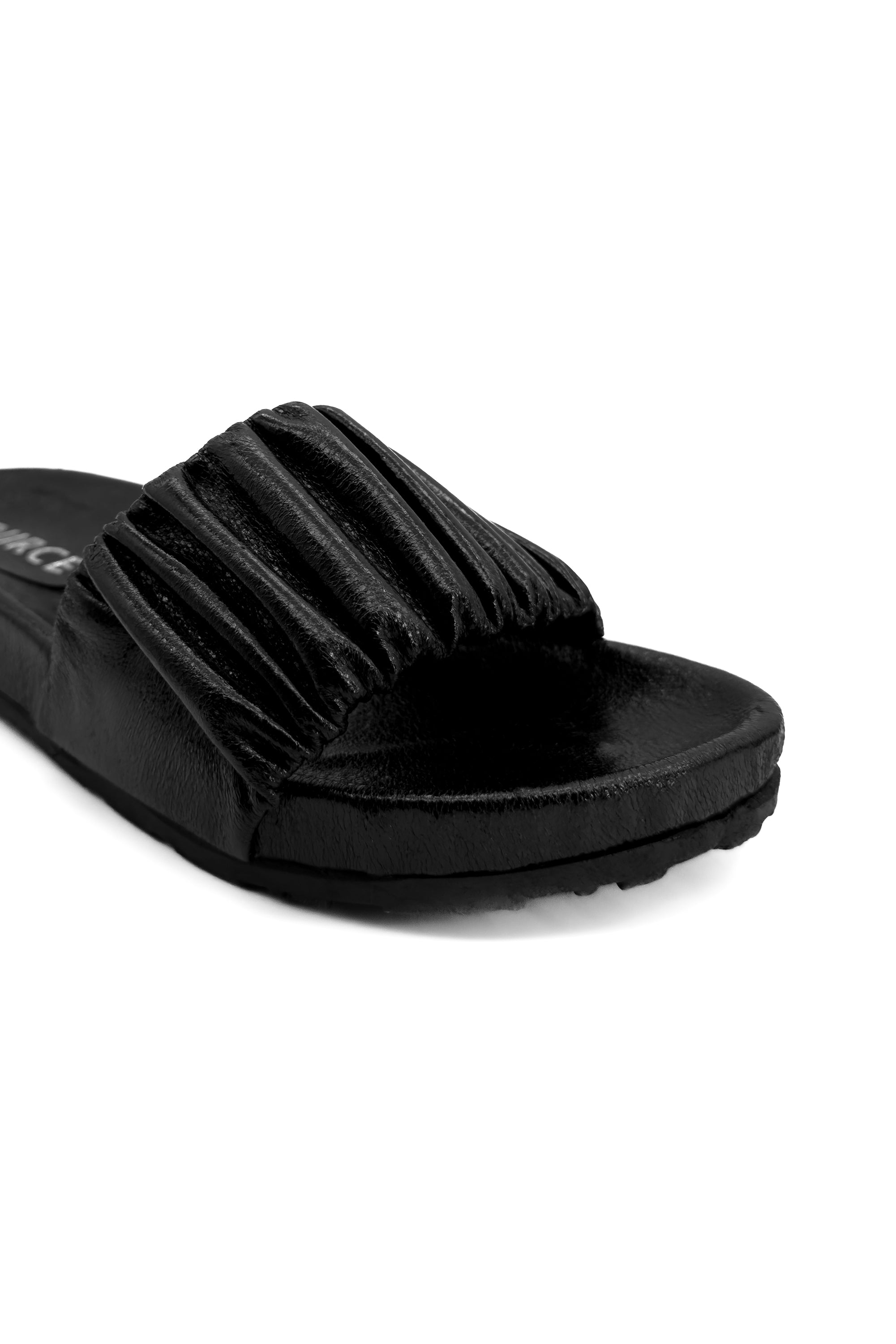 Midnight Rush Ruched Slides Source