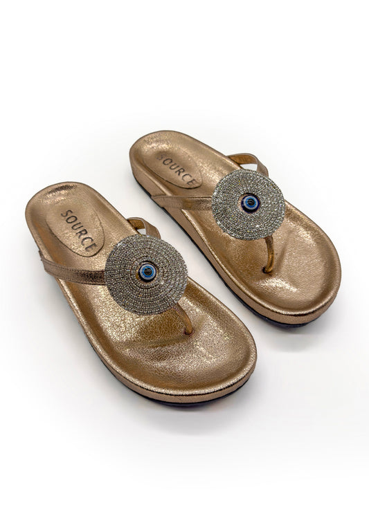 Bronze Leila Glam Charm Slippers Source
