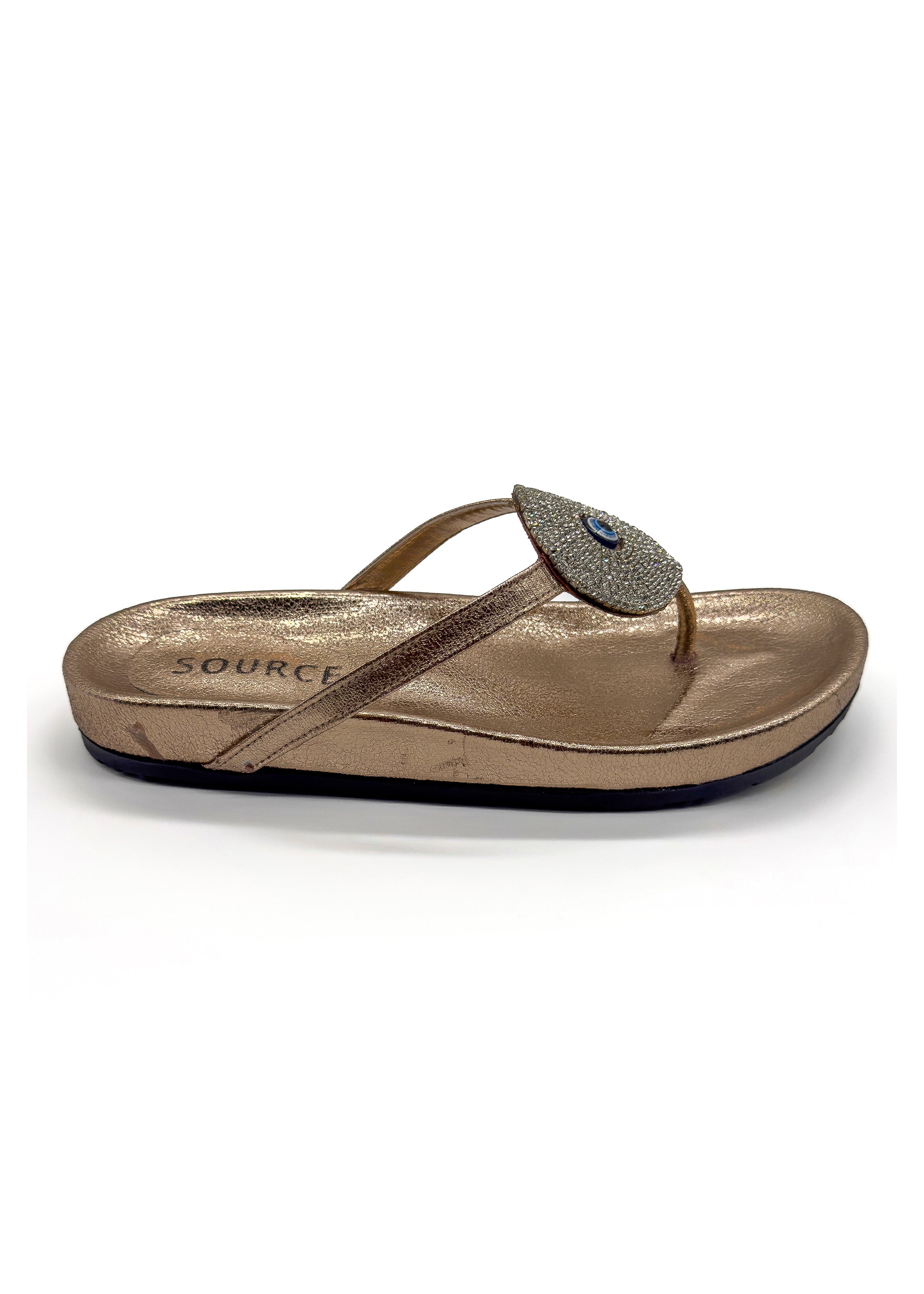 Bronze Leila Glam Charm Slippers Source