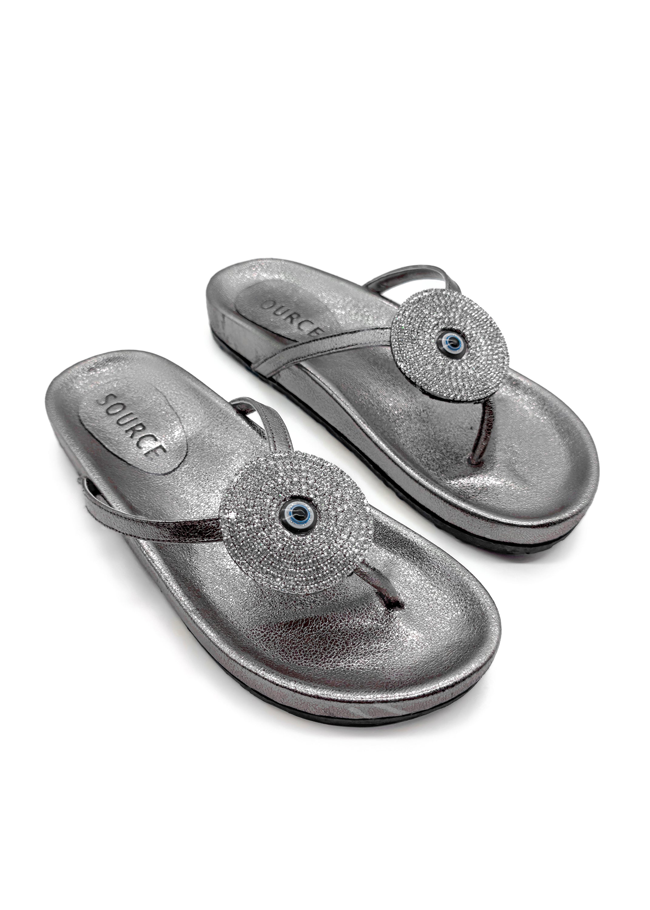 Gunmetal Isabelle Shine Charm Slippers Source