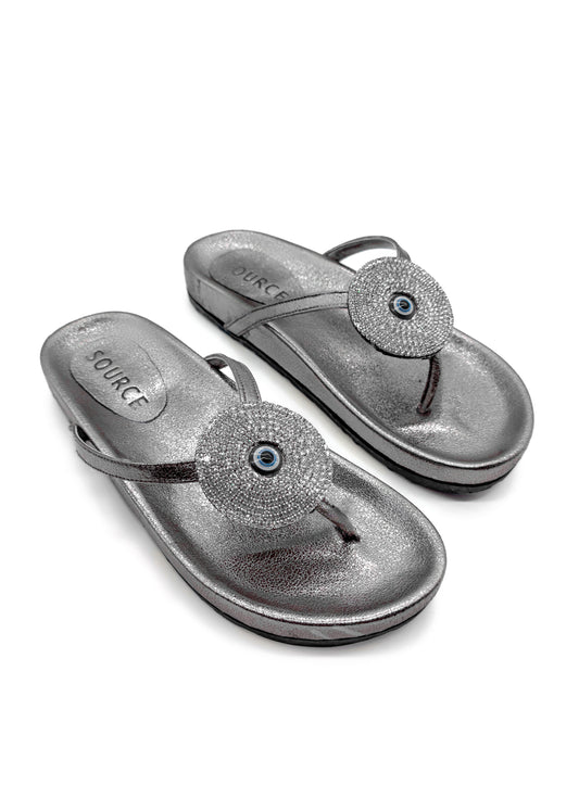 Gunmetal Isabelle Shine Charm Slippers Source