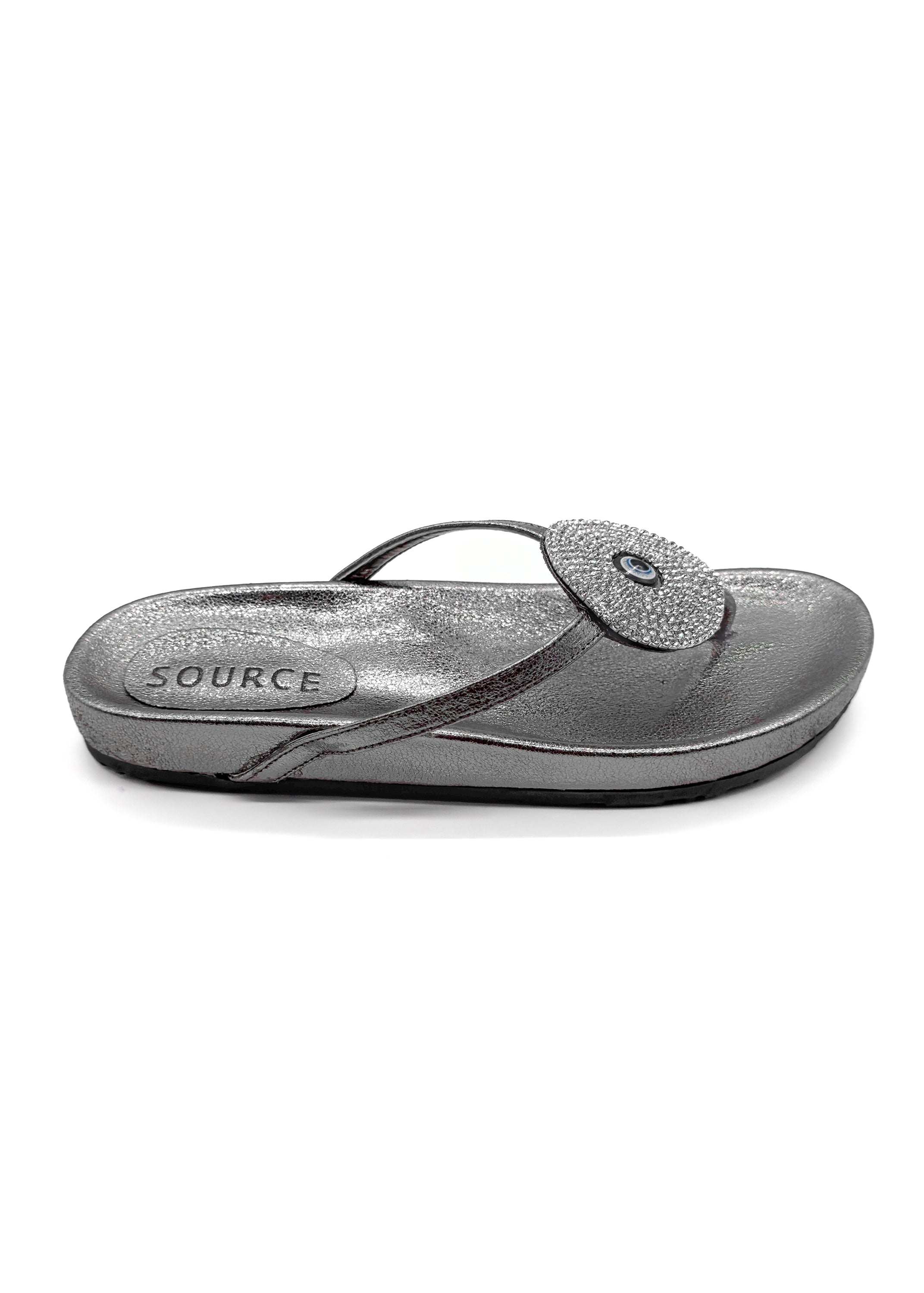 Gunmetal Isabelle Shine Charm Slippers Source