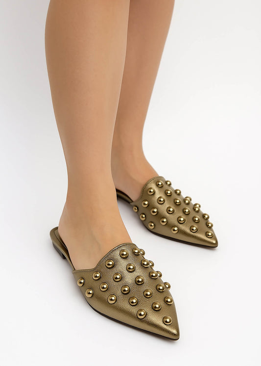 Gold Madonna Studded Slides