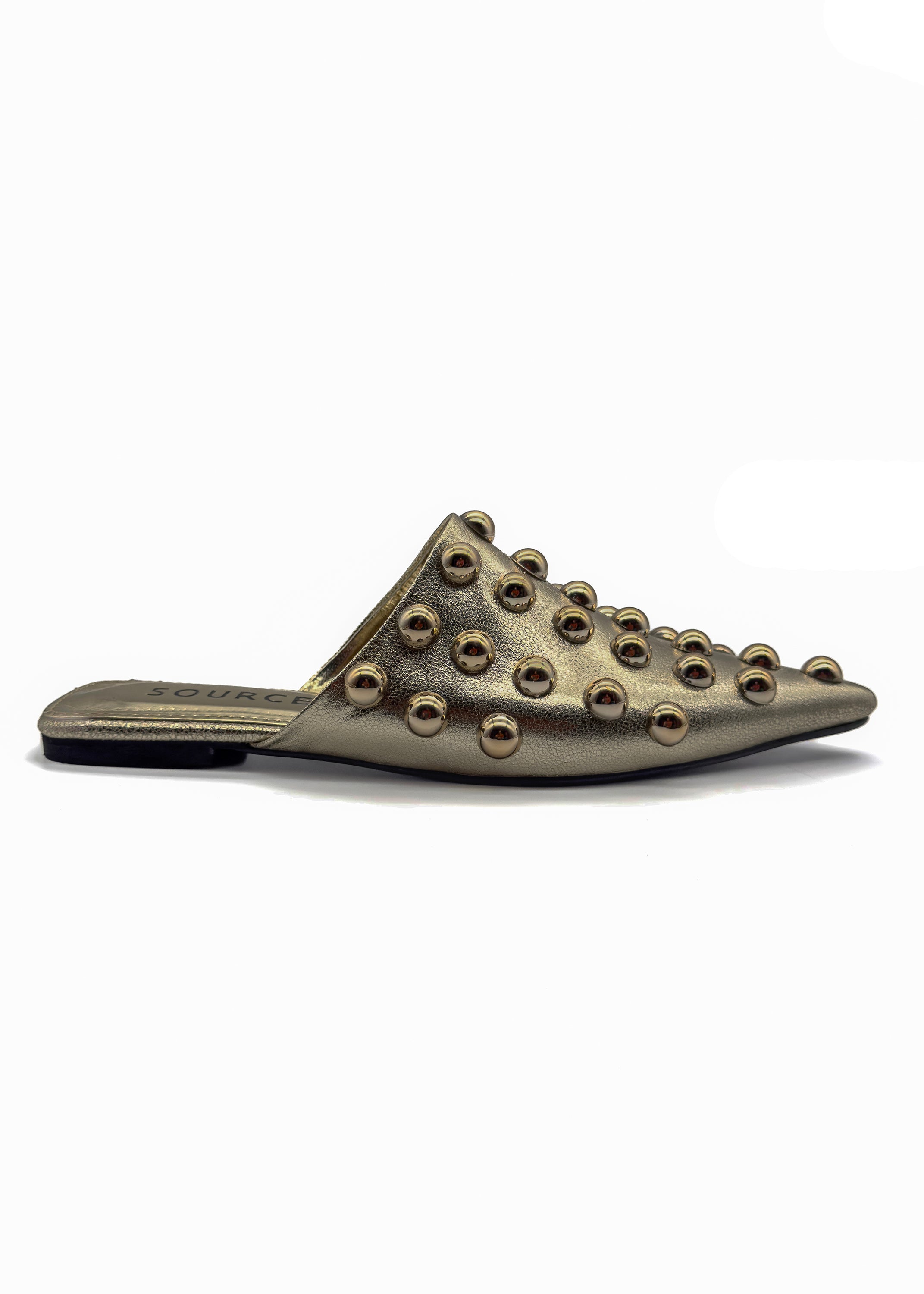 Gold Madonna Studded Slides Source