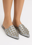 Silver Ira Studded Slides