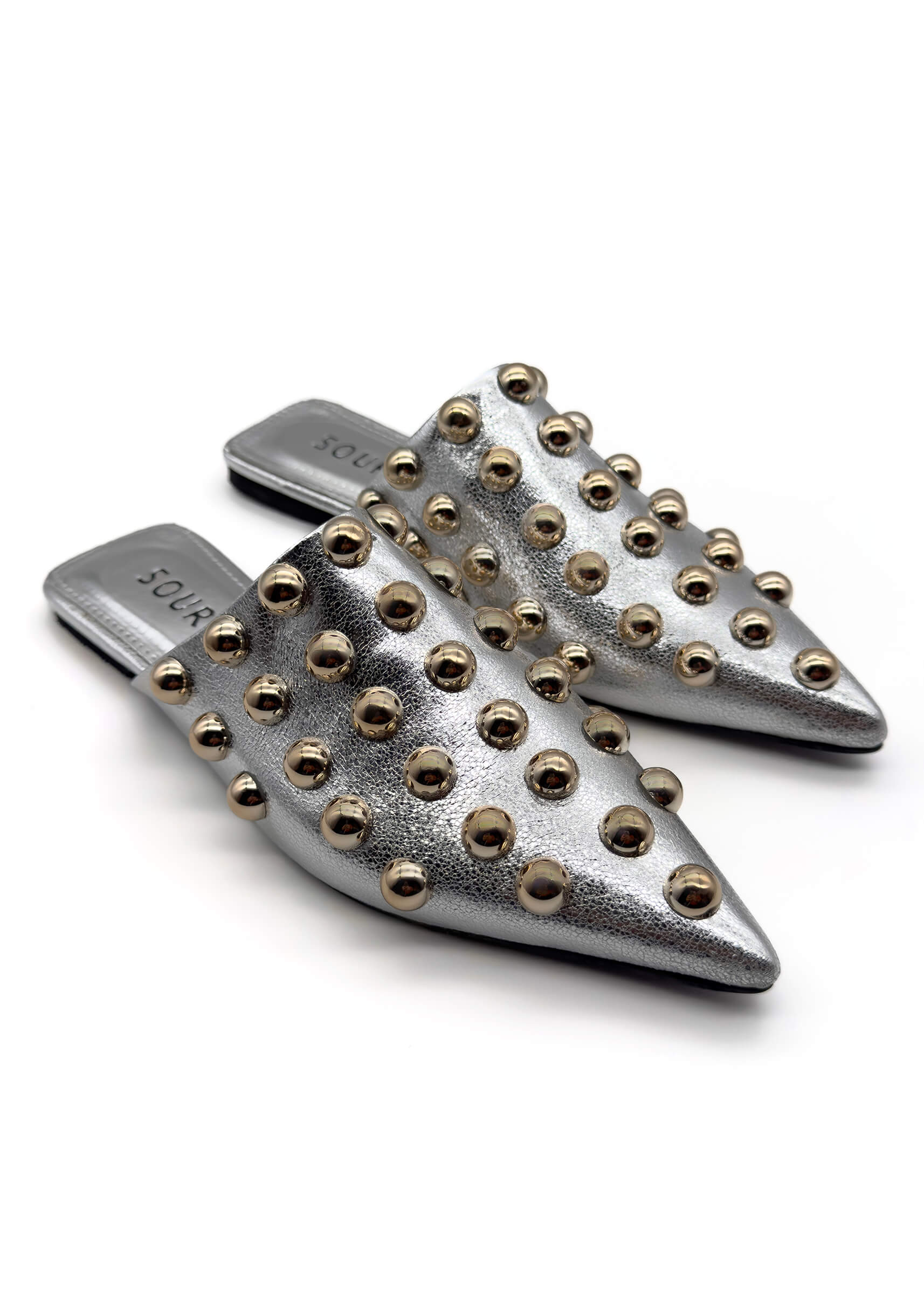 Silver Ira Studded Slides