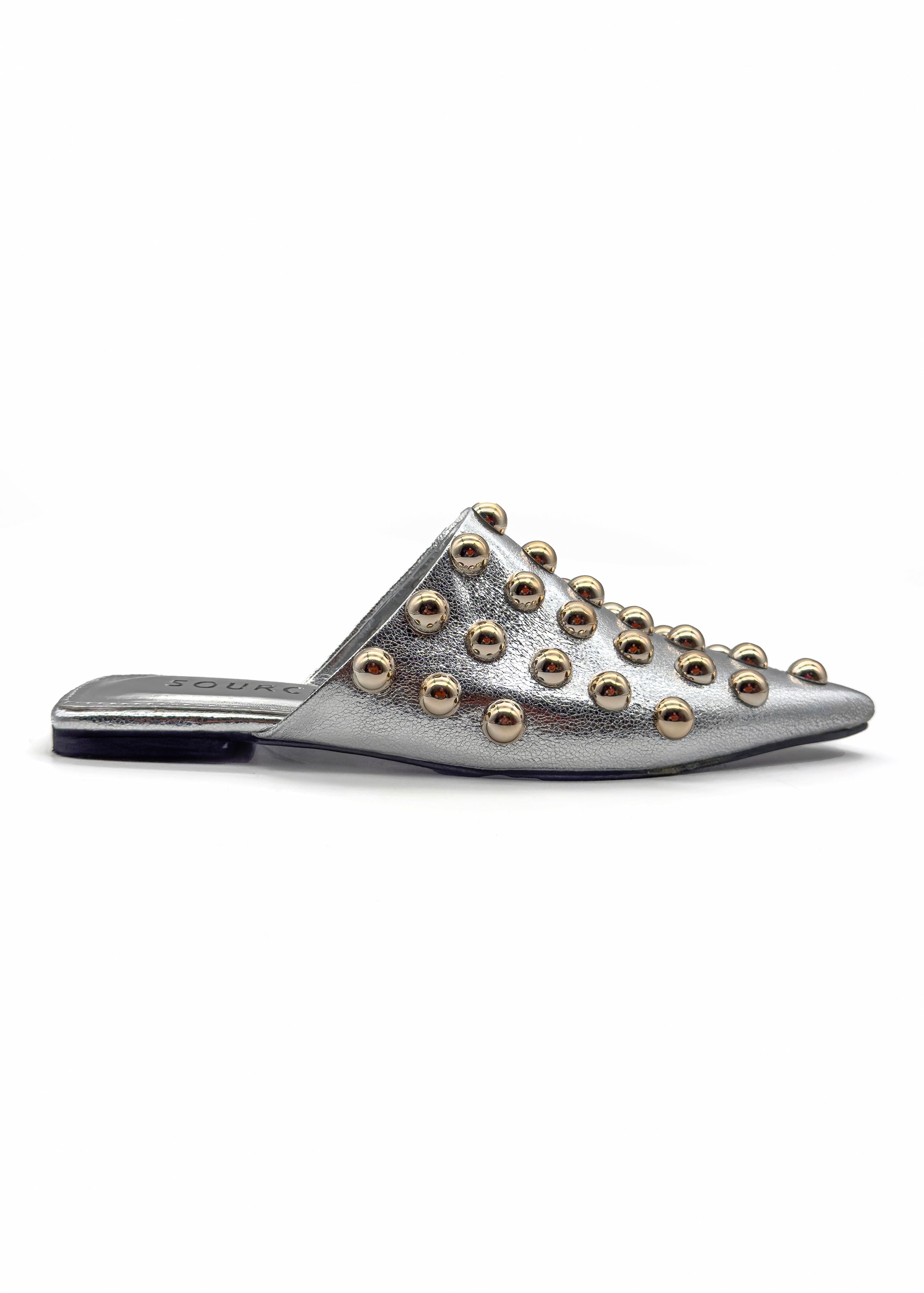 Silver Ira Studded Slides Source