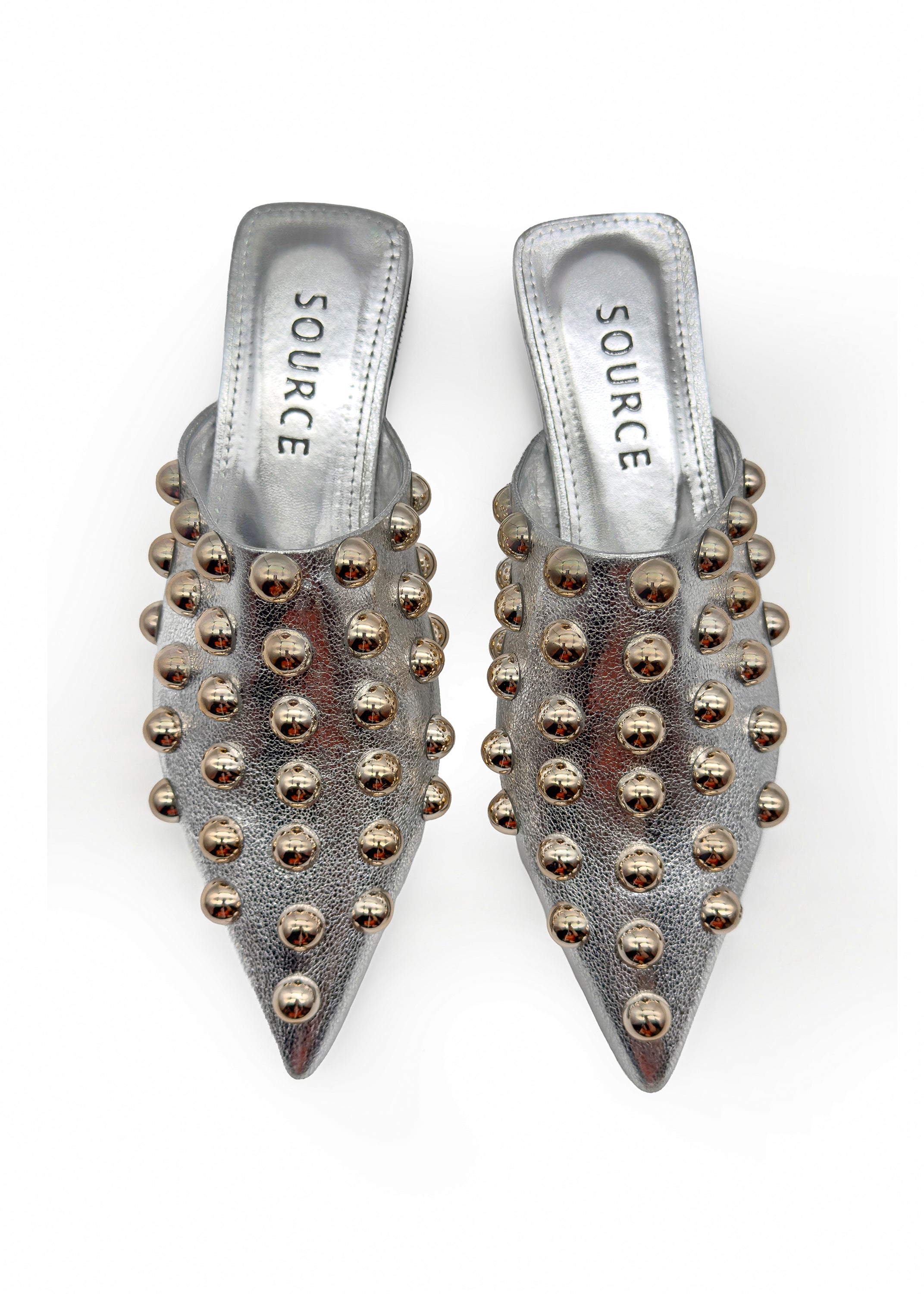 Silver Ira Studded Slides Source