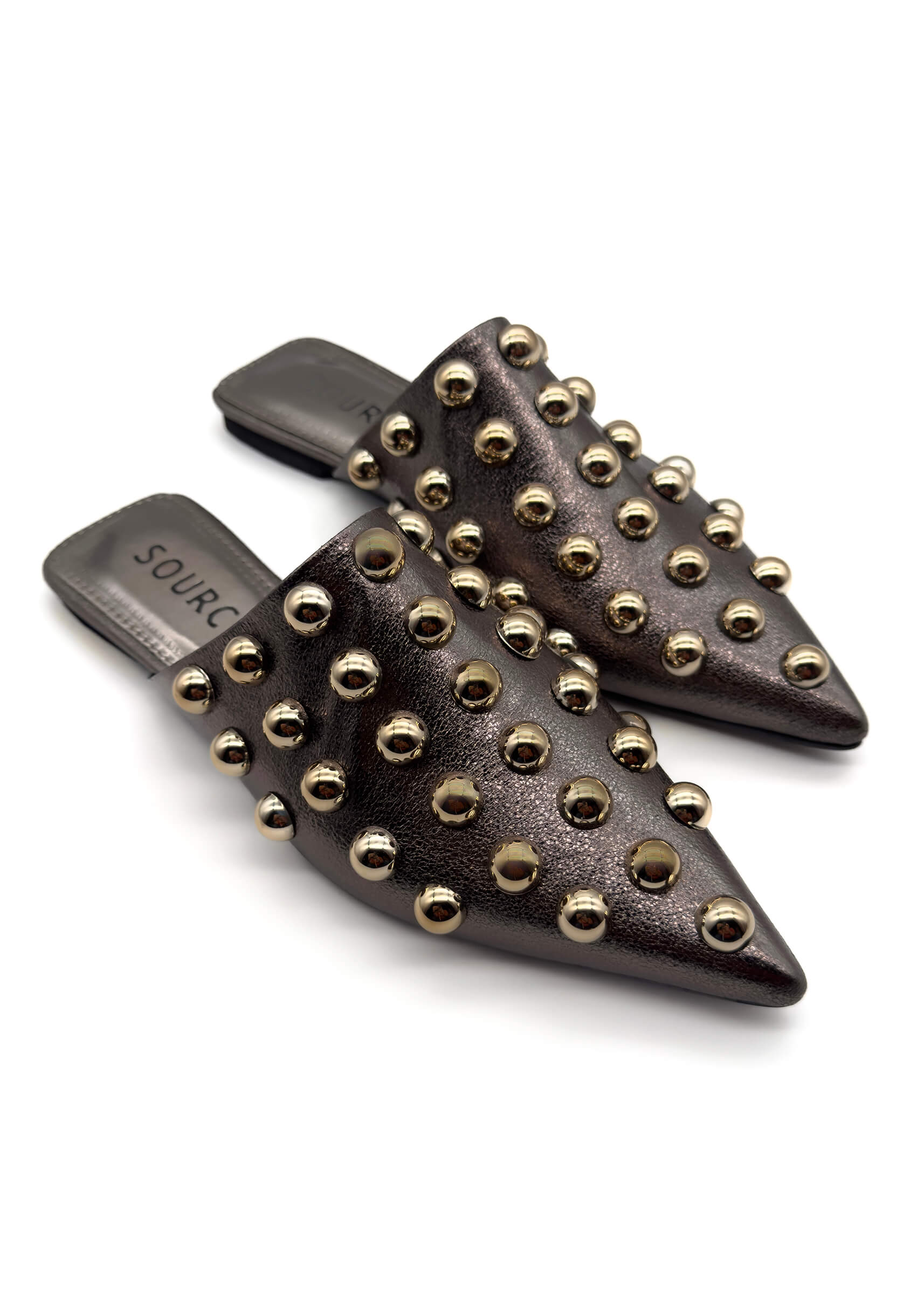 Gunmetal Esabella Studded Slides