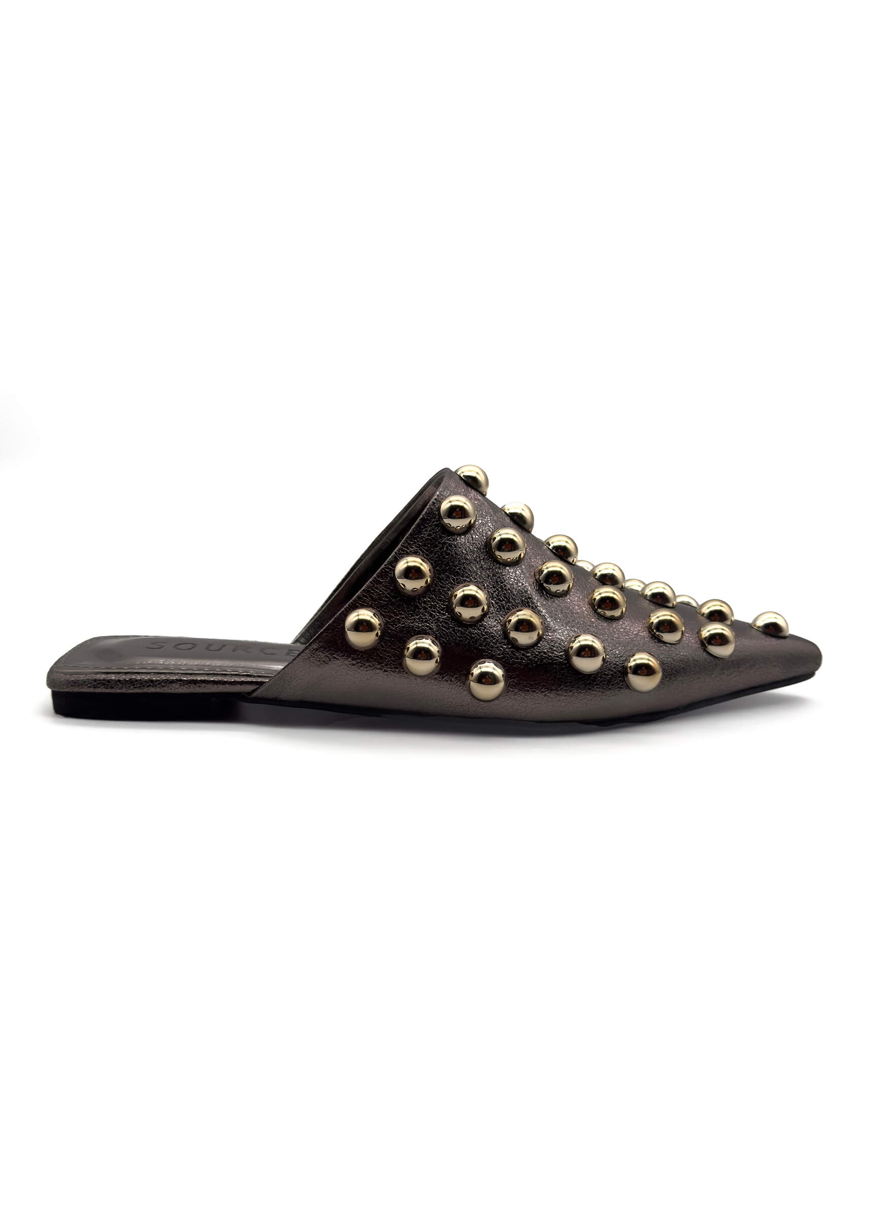 Gunmetal Esabella Studded Slides