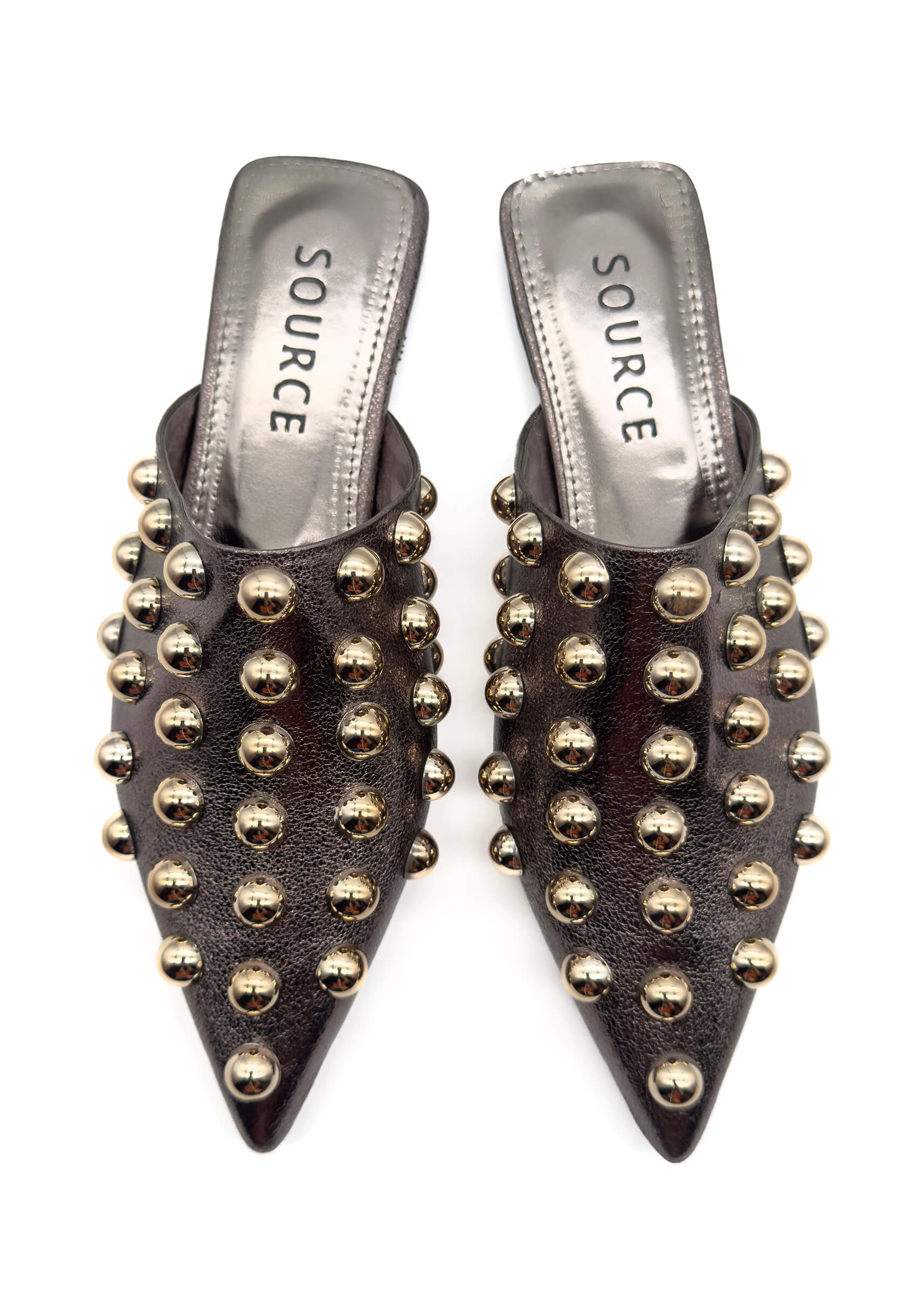 Gunmetal Esabella Studded Slides