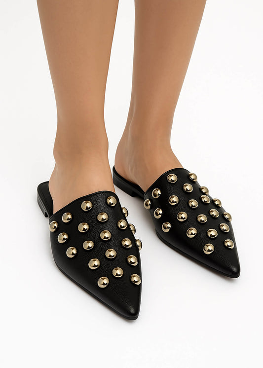 Black Bella Studded Slides