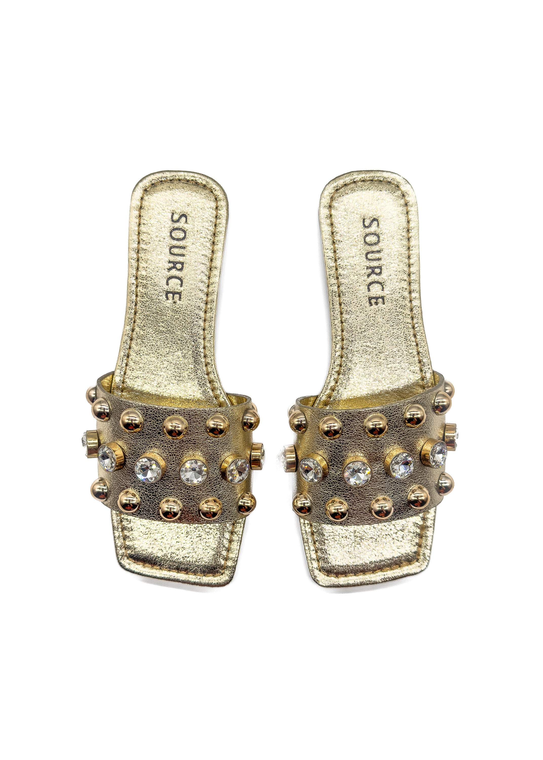 Gold Bella Crystal Stud Slides Source