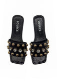 Black Esabella Crystal Stud Slides Source