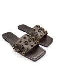 Gunmetal Bella Crystal Stud Slides Source