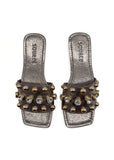 Gunmetal Bella Crystal Stud Slides Source