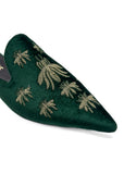 Emerald Ira Velvet Embroidered Slides Source