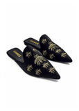 Taupe Bella Velvet Embroidered Slides Source