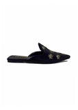 Taupe Bella Velvet Embroidered Slides Source