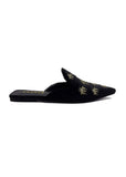Black Isabelle Velvet Embroidered Slides Source
