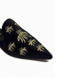 Taupe Bella Velvet Embroidered Slides Source