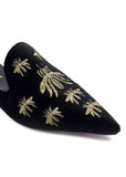 Black Isabelle Velvet Embroidered Slides Source