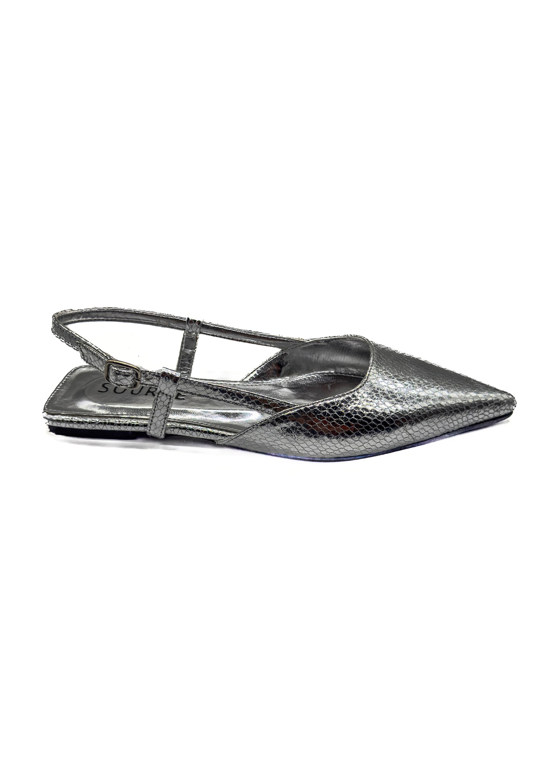 Silver Bella Slingback Flat Source