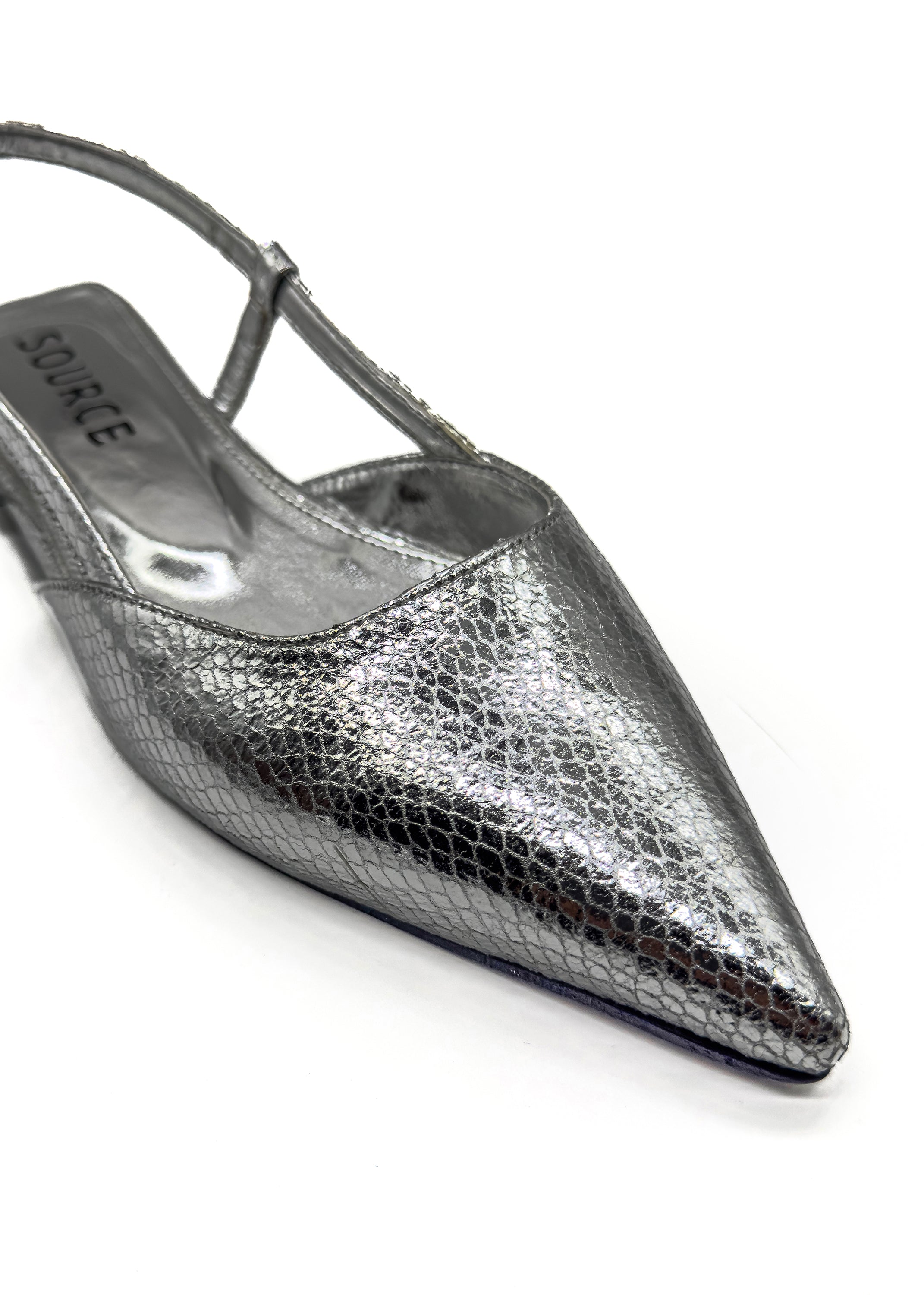 Silver Bella Slingback Flat Source