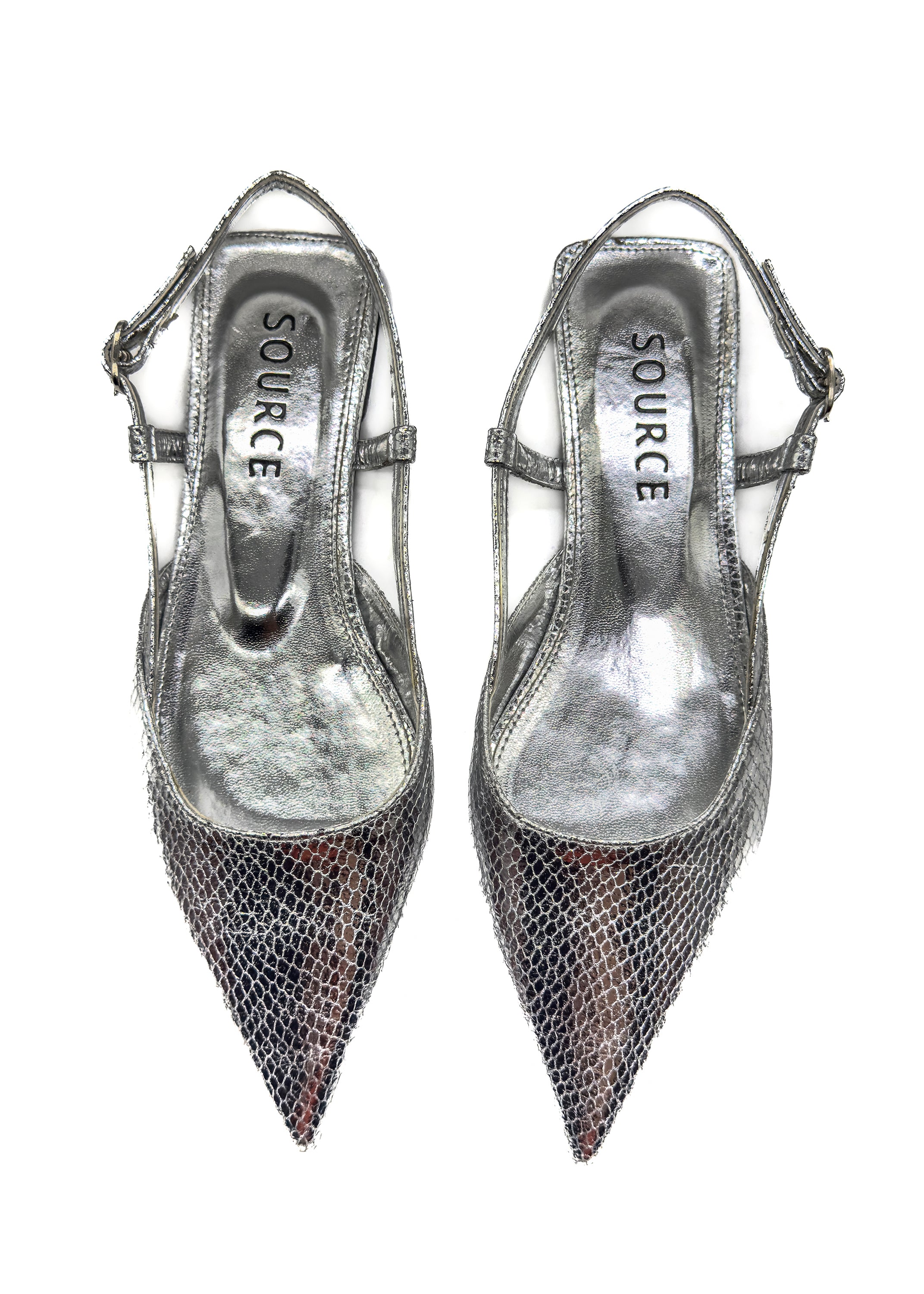Silver Bella Slingback Flat Source