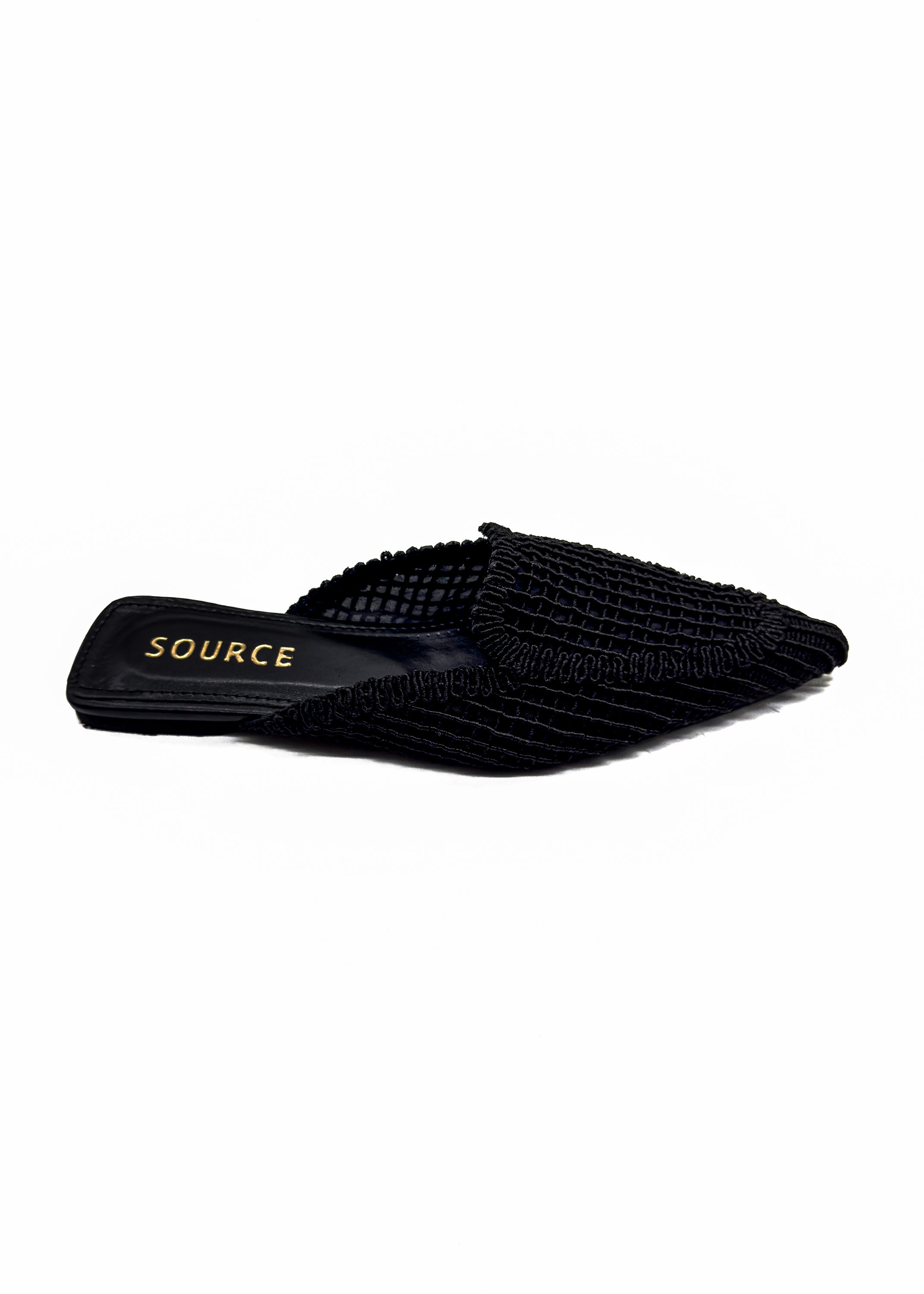 Black Velvet Vixen Pointed Mules Source