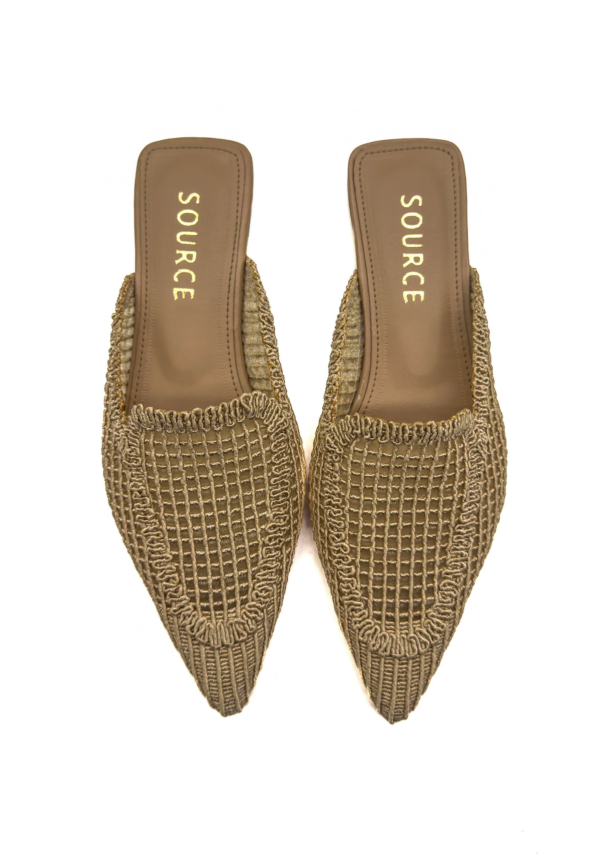 Nude Temptation Textured Pointed Mules Source
