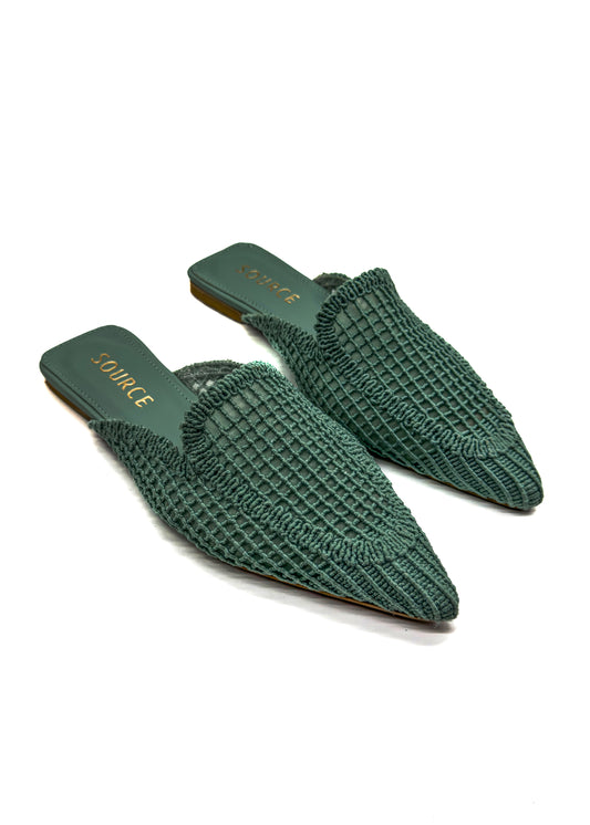 Deep Teal Seduction Pointed Mules Source