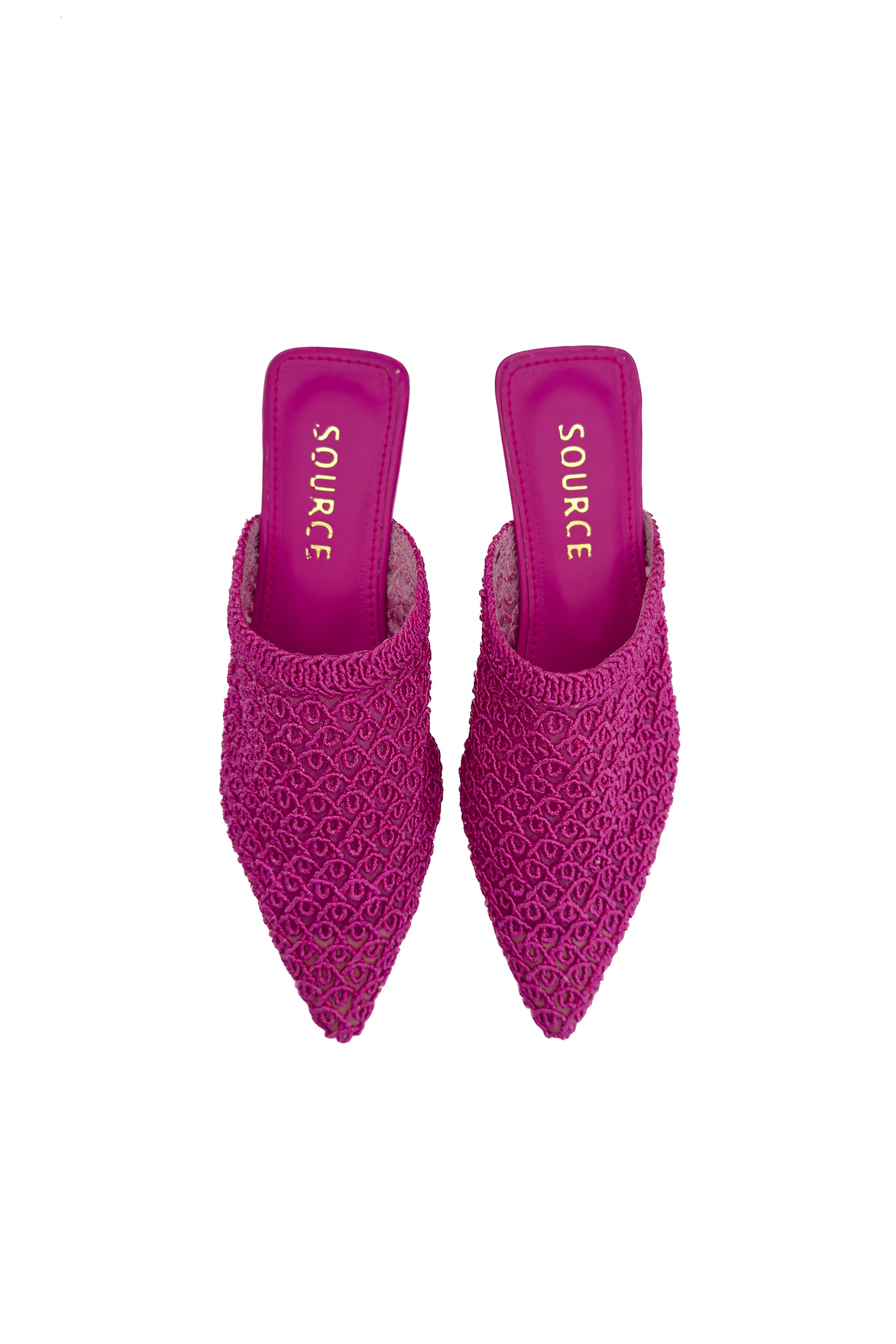 Hot Pink Lace Pointed Mules Source