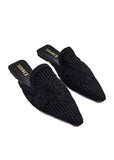 Black Bloom Embroidered Pointed Mules Source