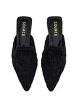 Black Bloom Embroidered Pointed Mules Source