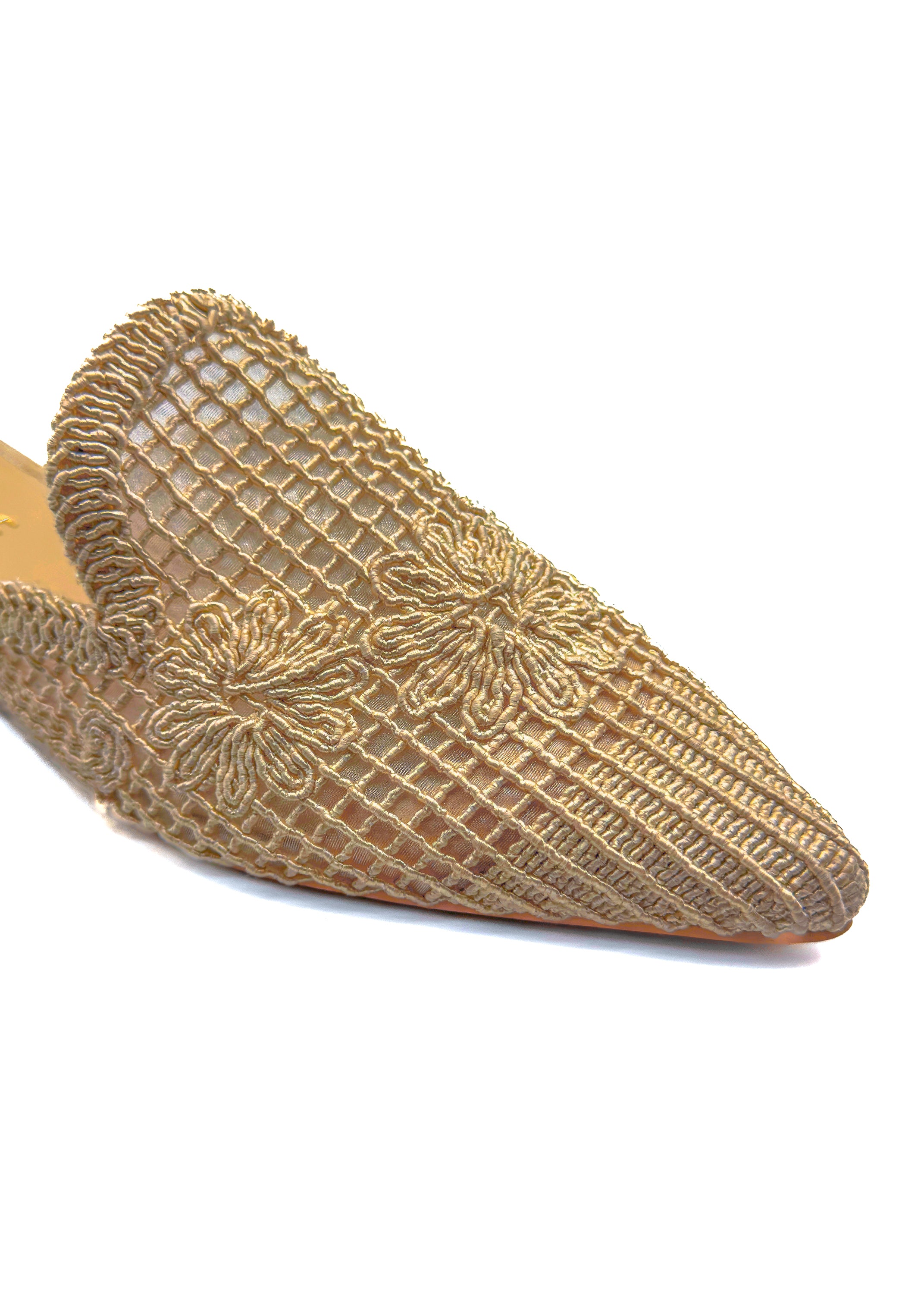 Champagne Bloom Embroidered Pointed Mules Source