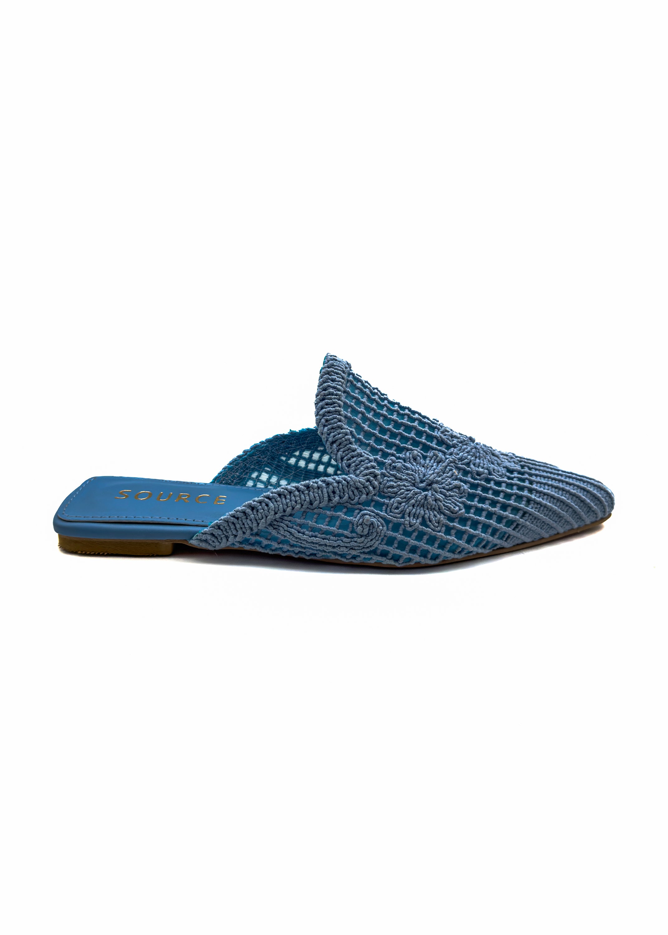 Blue Mirage Embroidered Pointed Mules Source