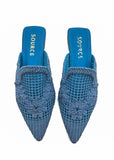 Blue Mirage Embroidered Pointed Mules Source