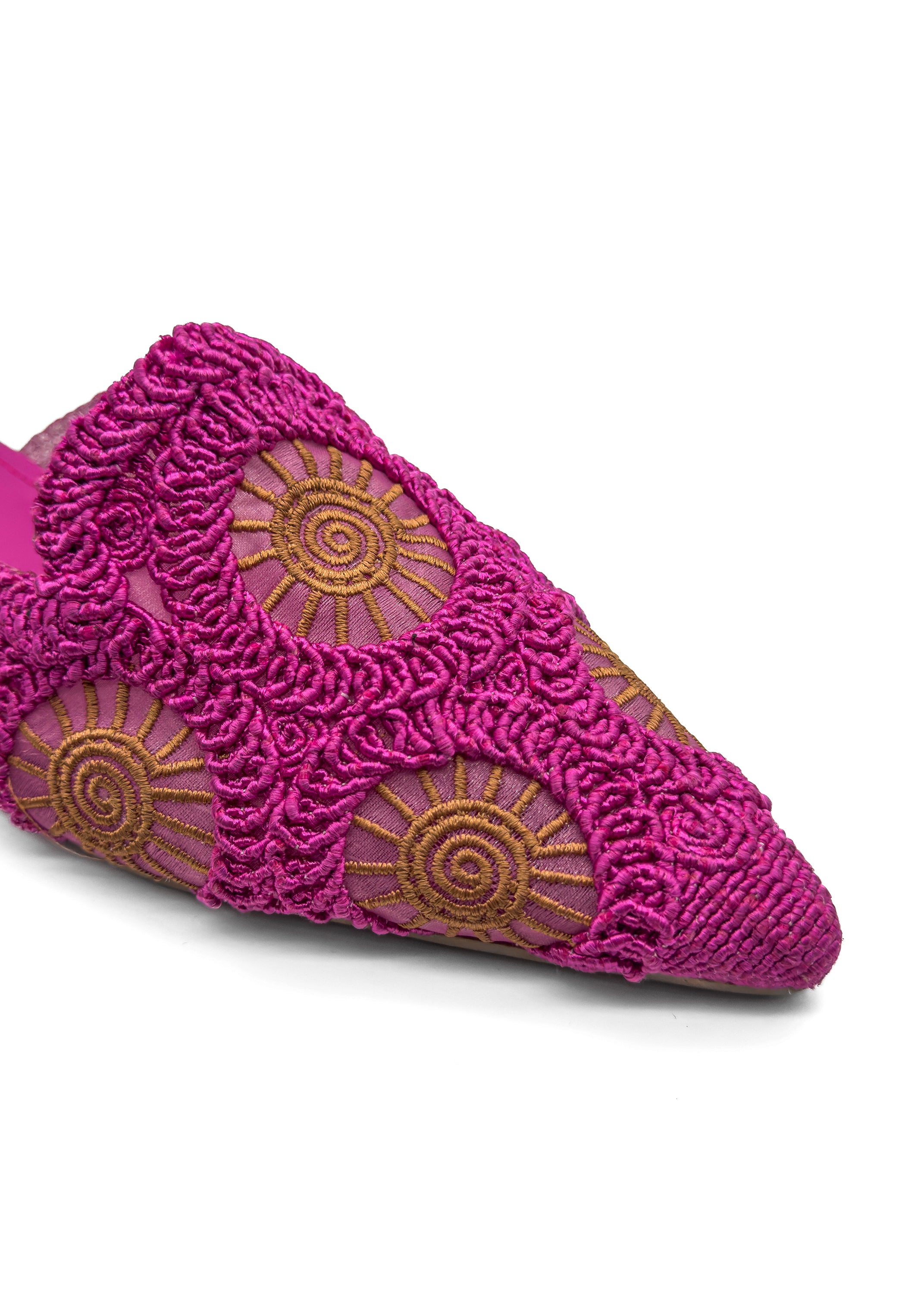 Fuchsia Fire Lace Pointed Mules Source