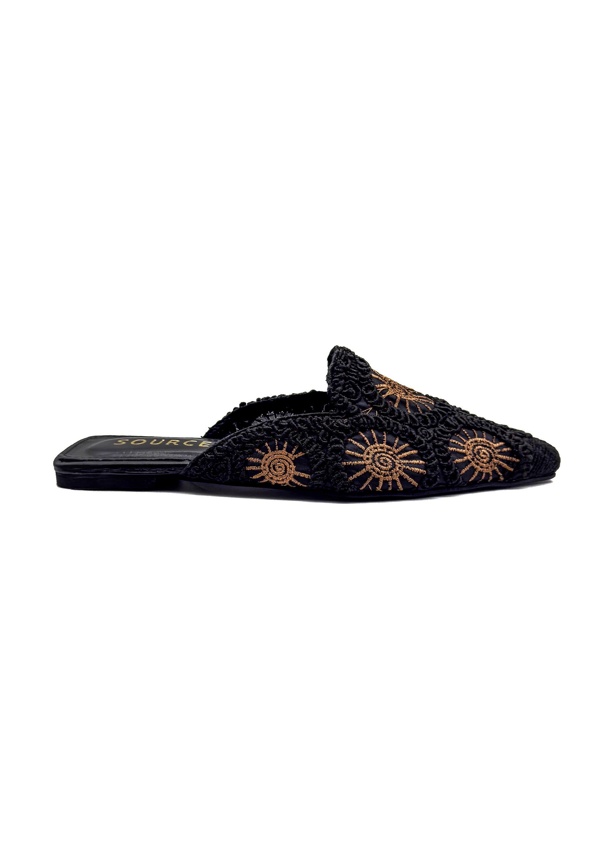 Midnight Orbit Lace Pointed Mules Source