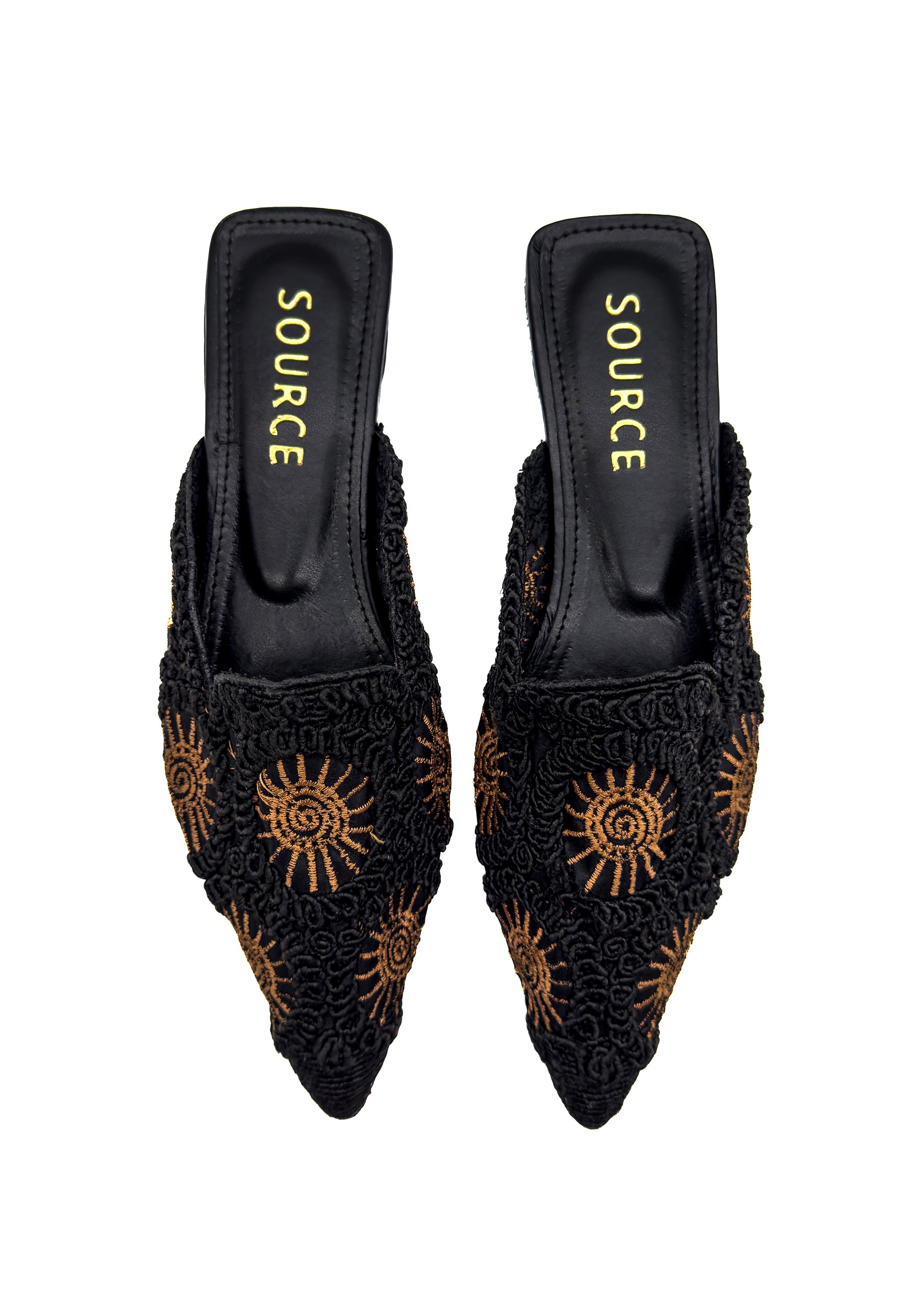Midnight Orbit Lace Pointed Mules Source