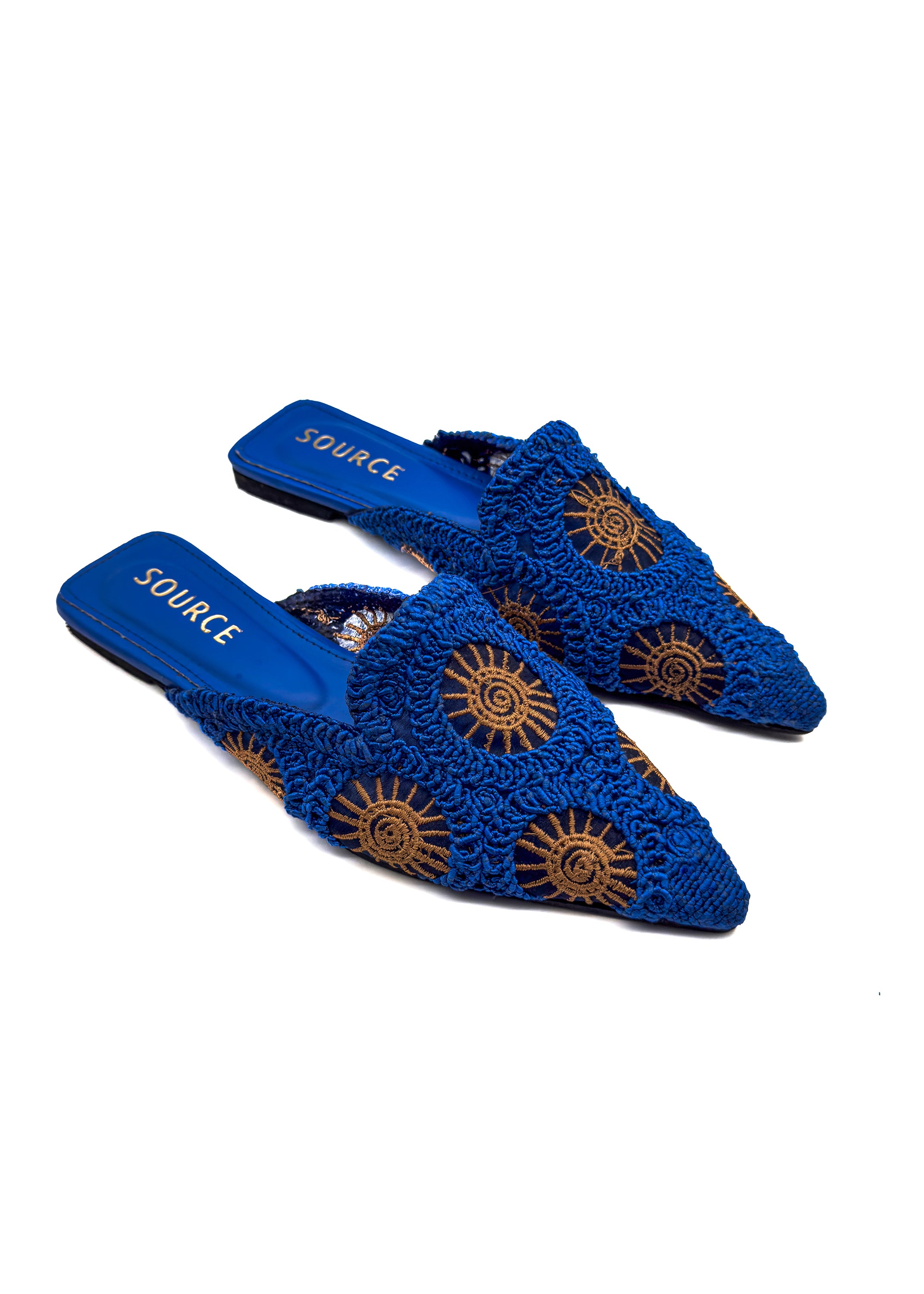 Royal Orbit Lace Pointed Mules Source