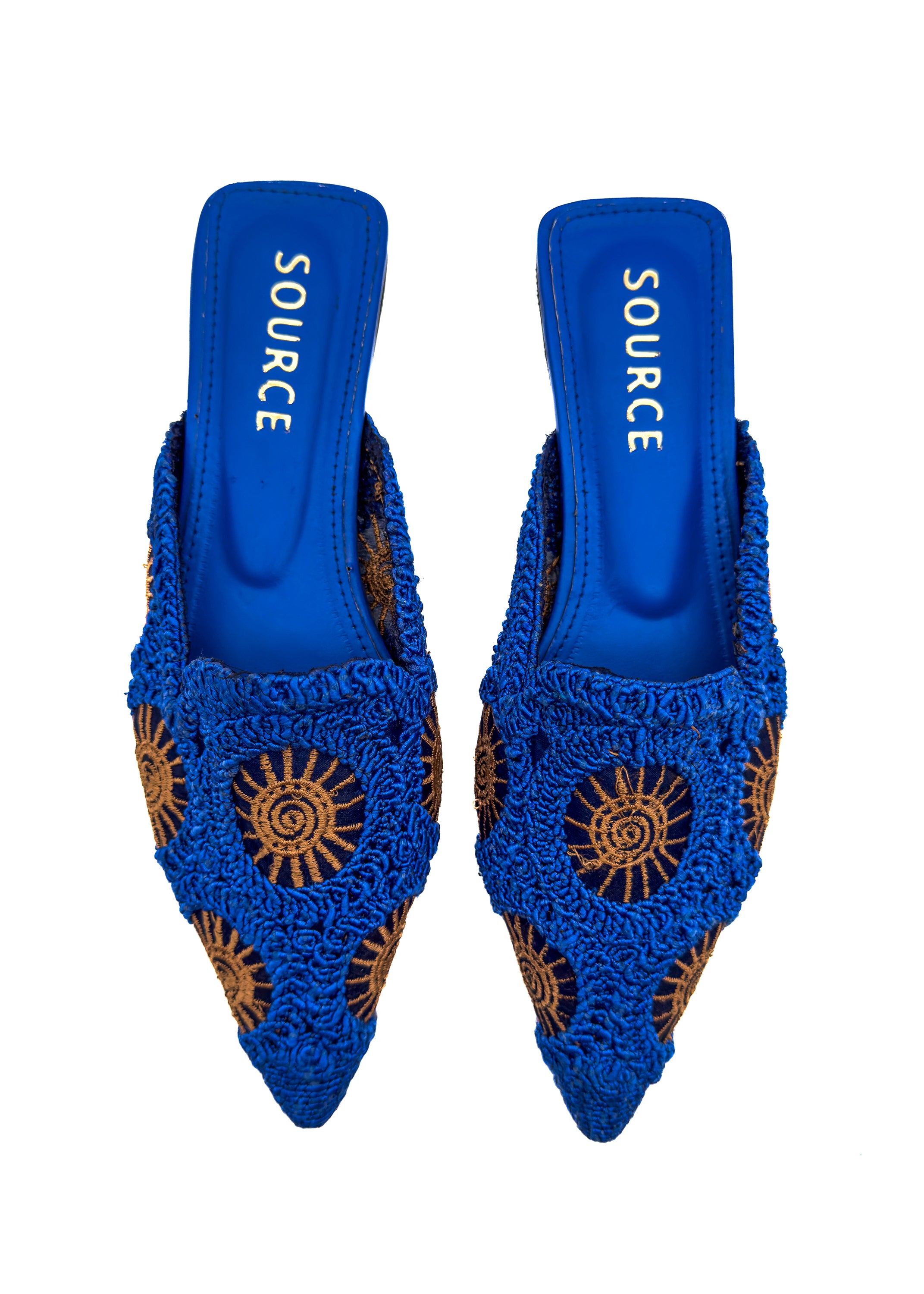 Royal Orbit Lace Pointed Mules Source